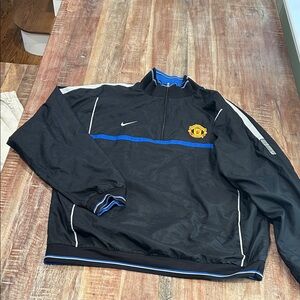 Nike Y2K Manchester United Reversible Logo Jacket: Black Nylon and Blue Fleece